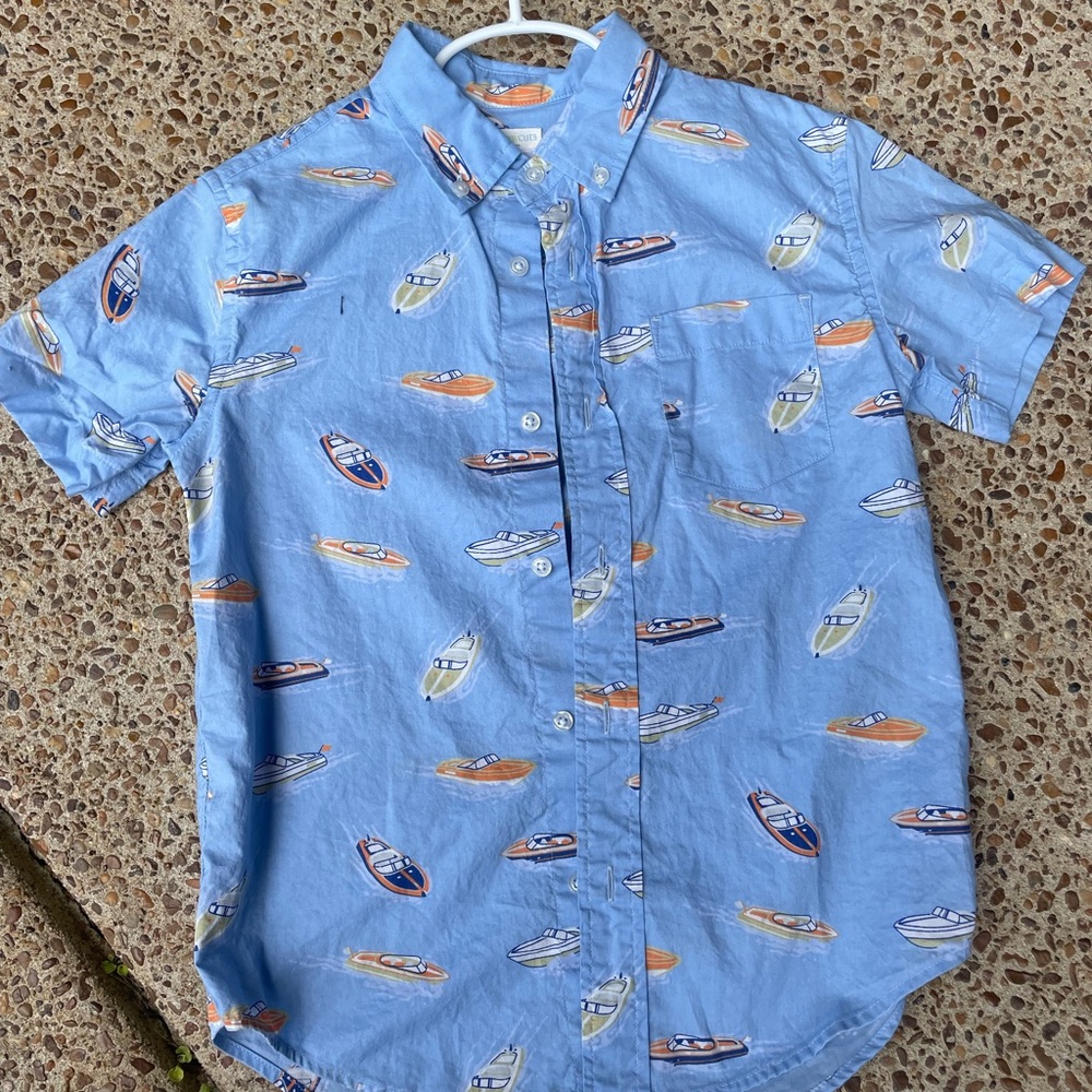 Crewcuts Sz 8 SS button down - boats